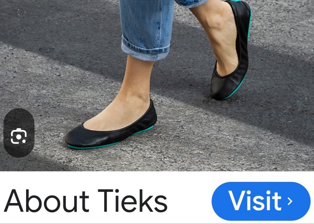 Tieks Black Leather Flats with Cognac Insole Size 9 Women's